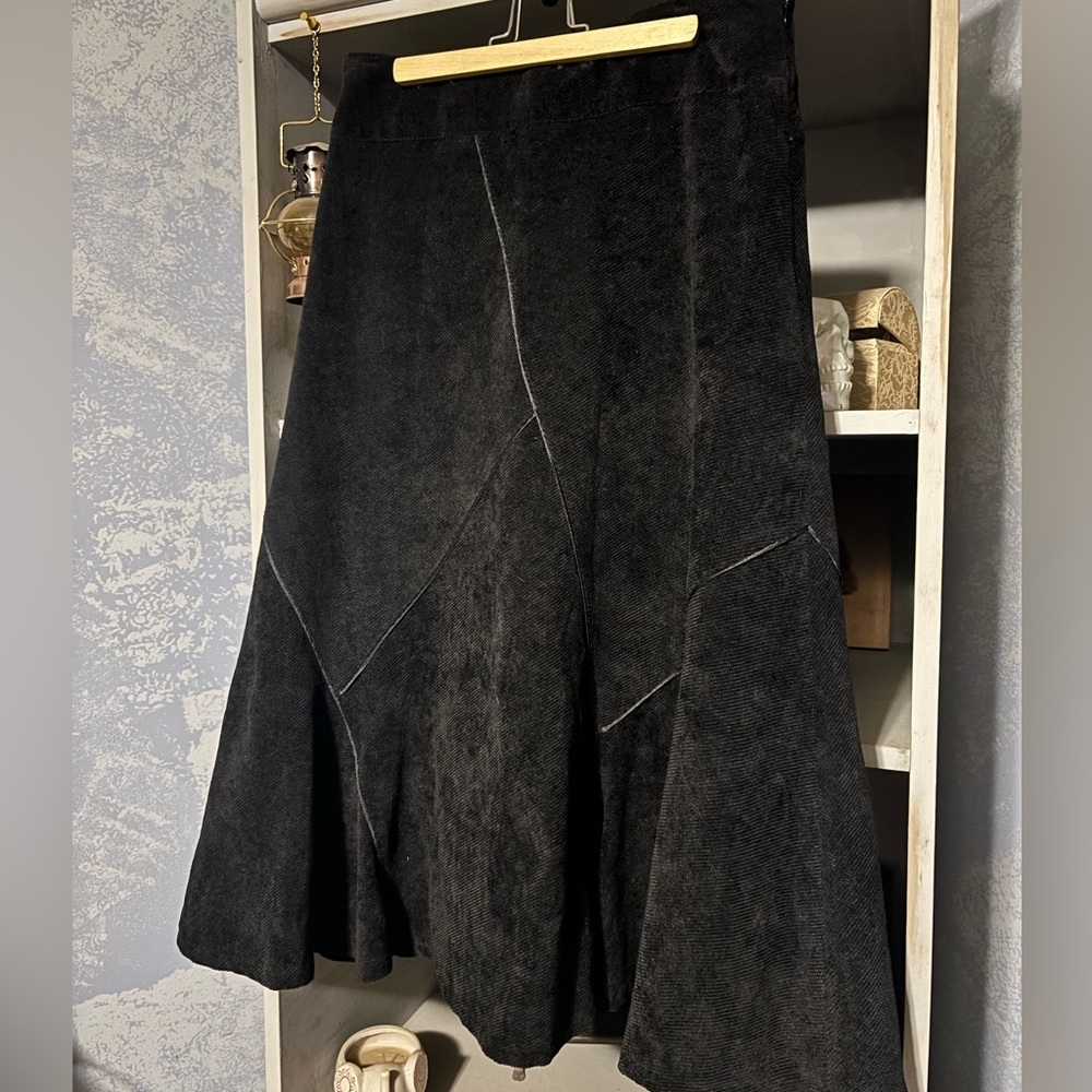 Simon Chang Vintage Black A-Line Skirt size 6 designer denim look🛍bundle sale🛍 - Picture 2 of 11